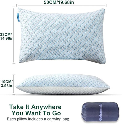 Gehannah Travel Pillow - Large Size Compressible Camping Pillow for Sleeping, Shredded Memory Foam Pillow with Storage Bag Compact Supportive, Pillow for Adults Kids Outdoor Backpacking Hiking Gear
