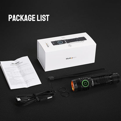 Wurkkos Rechargeable LED Flashlights Max 2050 High Lumens Flashlight USB C Charging, Anduril 2.0 UI, RGB AUX Switch, IP68 Waterproof Great for Camping, Hiking, Dog Walking (Black SFT40-6500K)