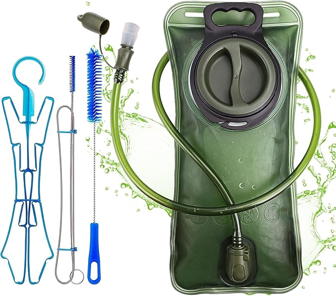 Hydration Bladder, 1.5L-2L-3L Water Bladder for Hiking Backpack Leak Proof Water Reservoir Storage Bag, BPA-Free Water Pouch Hydration Pack for Camping Cycling Running, Military Green 1.5-2-3 Liter