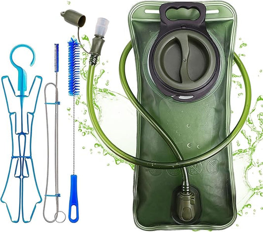 Hydration Bladder, 1.5L-2L-3L Water Bladder for Hiking Backpack Leak Proof Water Reservoir Storage Bag, BPA-Free Water Pouch Hydration Pack for Camping Cycling Running, Military Green 1.5-2-3 Liter
