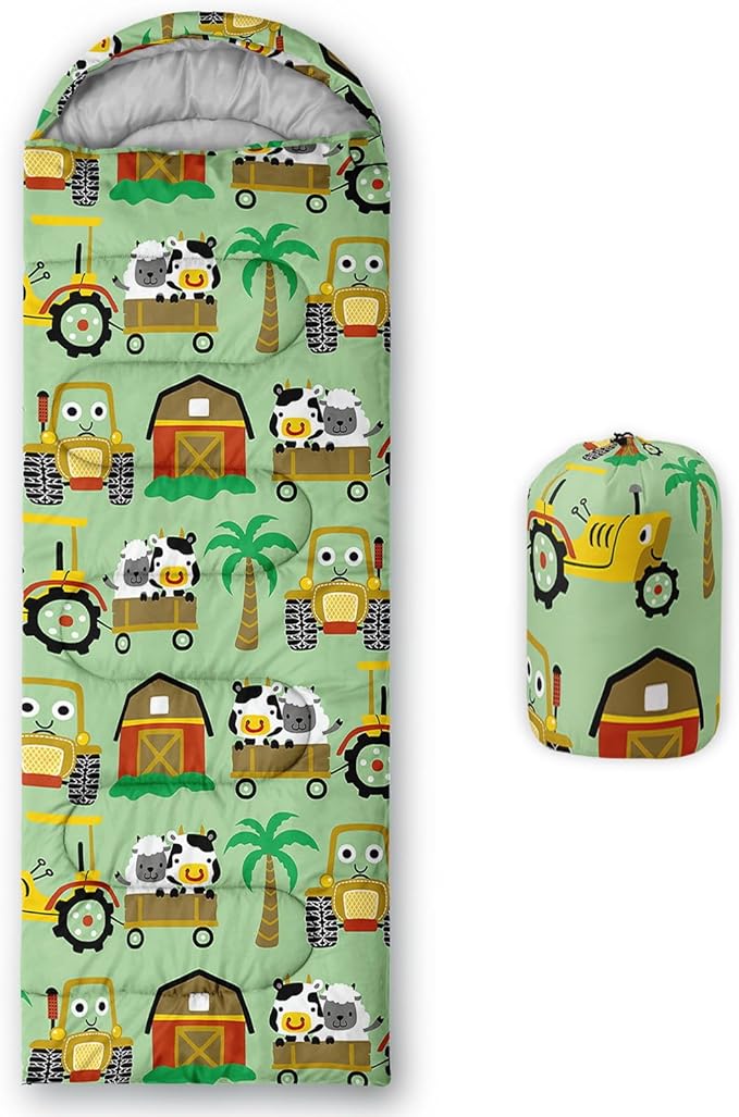 Kids Sleeping Bag for Boys Girls,Cute Puppy Print-Lightweight Warm Portable Outdoor Indoor-Waterproof Cold Weather Resistant Sleeping Bag for Camping Hiking