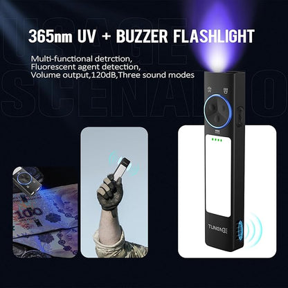 YC8003 365nm Black Light Flashlight, 1000 Lumen White Light EDC Pocket Flashlight, USB C Rechargeable Flat Flashlight for Hiking, Camping, Outdoor Distress, Pet Urine Detection（6500K）