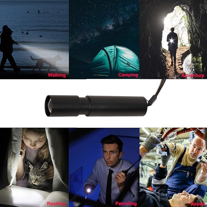Rechargeable Mini LED Flashlights, 6pcs High Brightness Flash Light with Lithium Battery 3 Mode XPE 1200 Lumen Waterproof Zoomable Torch with USB Cable for Camping, Hiking, Riding, etc