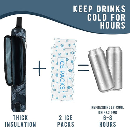 Golf Cooler Bag Plus Ice Pack Soft Sided Insulated Cooler Bag- Holds 6 Pack of Cans or 2 Wine Bottles - Grey Camo Golf Beer Sleeve Black Fits Discreetly in Golf Bags