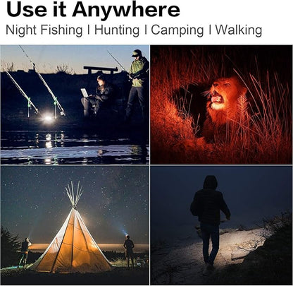 BUYSIGHT Rechargeable Spotlight Flashlight, Hand held Spotlight 200,000 lumens Waterproof Flashlight Hunting Lamp with red Filter(Black)