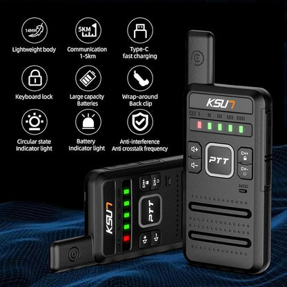 M10 Walkie Talkies with Long Range Signal, NOAA Weather, 3300mAh Battery Rechargeable, 16 Preset Channels Flash Replication Frequency, Tpye-C Charging Cable for Adults (Black 2 Pack)