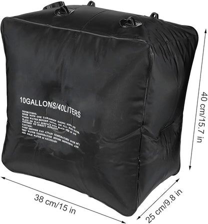 Fdit 40L Portable Solar Shower Bag Automatic Heat Absorption Large Capacity PVC Outdoor Camping Shower with Retractable Shower Head, Suitable for Travel Hiking