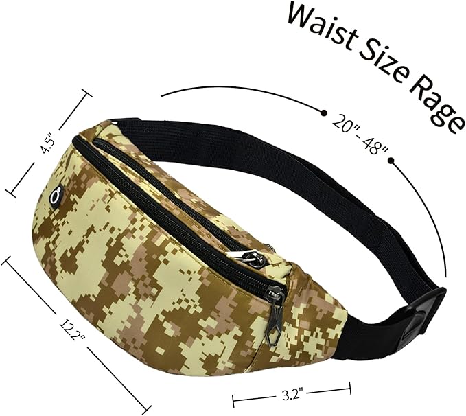 Fanny Pack for Men Women, Waterproof Sports Waist Bag Pack, Belt Bag for Travel Hiking Running