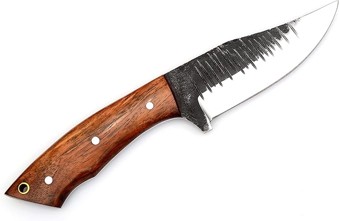 Hunting Knife with Holster, Handmade Horizontal Carry Knife with Comfortable Grip, Bushcraft Knife with Leather Sheath, Stainless Steel Tracker Knife Warrior