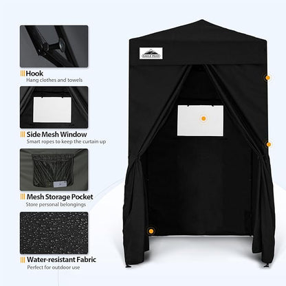 EAGLE PEAK Flex Ultra Compact 4x4 Pop-up Canopy, Sun Shelter, Changing Room, Portable Privacy Canopy Cabana for Pool, Fashion Photoshoots, or Camping, 4x4 ft, Black
