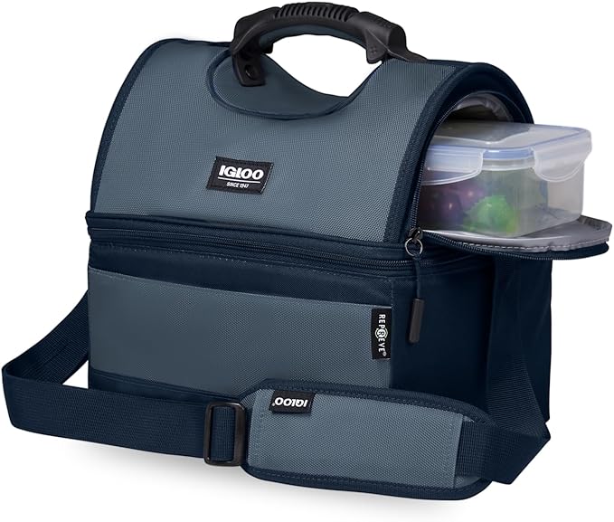 Soft Cooler Gripper Evergreen Eco Lunch Bag, 16-Can Dual Compartment Lunch Cooler, Insulated Lunch Box, Soft Sided Cooler Bag