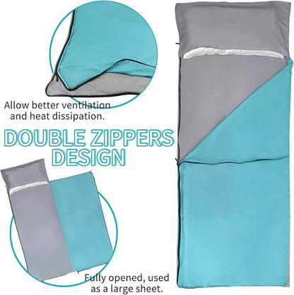 NewDoar Sleeping Bag Liner 215 * 85cm Portable Lightweight Travel Sheet with Pillow Slot Ultralight Soft Camping Sleeping Bag Liner Pongee Fabric for Camping Hiking Backpacking Hotels Hostels