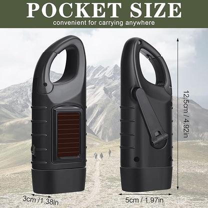 9 Pieces Hand Crank Solar Powered Flashlights, Emergency Rechargeable LED Flashlight Survival Flashlight Gear Self Powered Charging Torch for Outdoor Sports Hiking Camping, Green Yellow Black