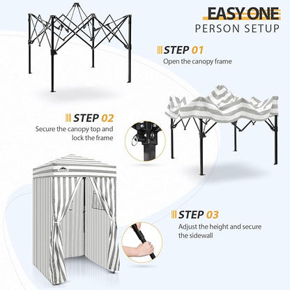 EAGLE PEAK Flex Ultra Compact 4x4 Pop-up Canopy, Sun Shelter, Changing Room, Portable Privacy Canopy Cabana for Pool, Fashion Photoshoots, or Camping, 4x4 ft, Gray/White