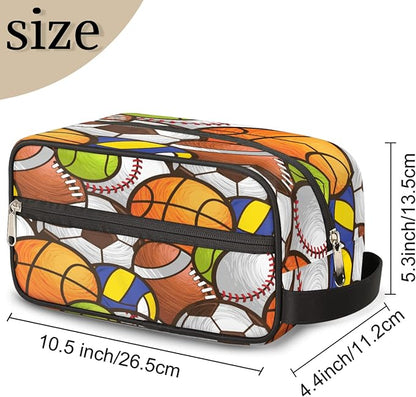 Sport Baseball Portable Travel Toiletry Bag, Volleyball Soccer Ball Dopp Kit Cosmetic Organizer Makeup Bag Shower Shaving Bag for Men Women