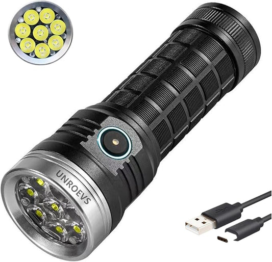 XC04 Flashlights High Lumens Rechargeable Max 4000 Lumens,High Powered Flashlight with 8*LED 6000K，5 Light Modes,Super Bright Flash Light for Hiking,Camping.