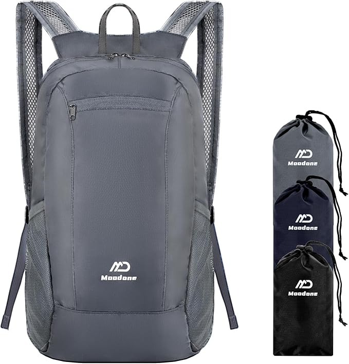 15L Hiking Daypack - Water Resistant Lightweight Packable Backpack for Travel Camping Outdoor - Grey