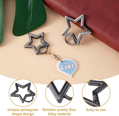 Star Carabiner, Zinc Alloy Heavy Duty Star Shaped Keychain Clip, Carabiner Clip for Camping, Hiking, Fishing