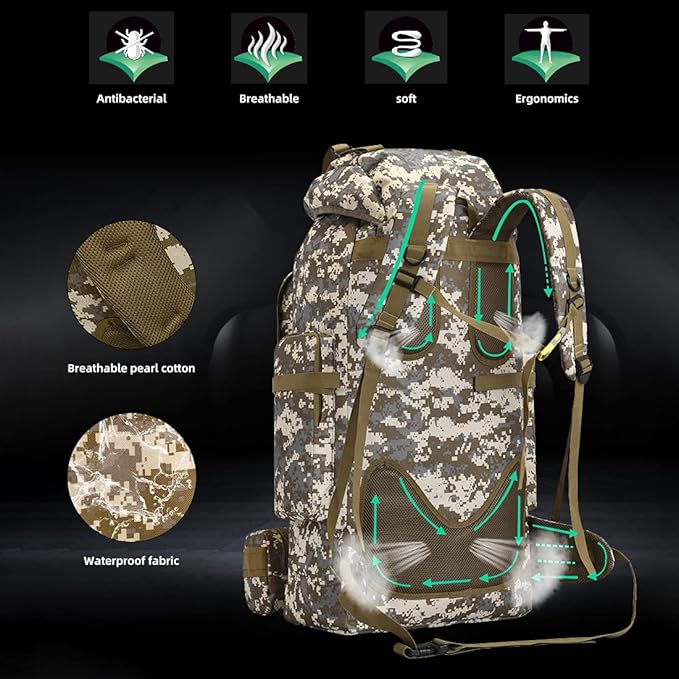 100L Camping Hiking Backpack Molle Rucksack Military Camping Backpacking Daypack