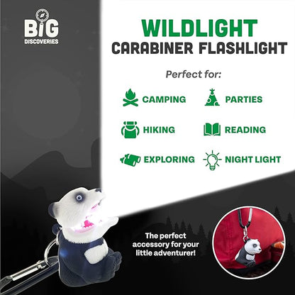 Big Discoveries WildLight Animal Carabiner Flashlight - Fun Mini Keychain Flash Lights for Kids, Nurses, Camping