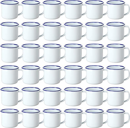 Yinder Mini Enamel Camping Coffee Mugs Metal Small Classic Portable White Campfire Mugs Bulk Vintage Cups with Handle for Coffee Tea Picnic Travel Indoor Outdoor Activities (36 Pcs,4 oz)