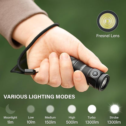 sofirn LED Small Flashlight USB C Rechargeable, SC13 Bright 1300 Lumens EDC Keychain Flashlights with IPX8 Waterproof, Portable Key Ring Mini Flash Light for Everyday Carry Camping Hiking