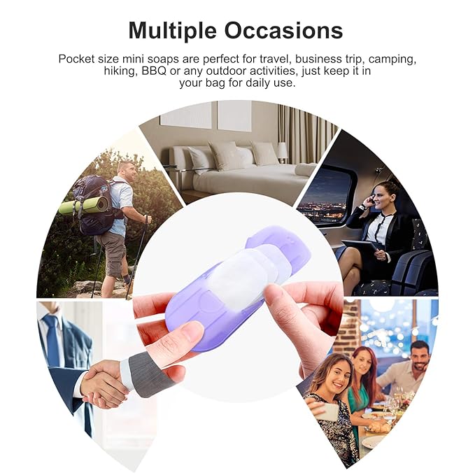 20 Boxes (400 Sheets) Portable Travel Soap Paper Sheets, Mini Disposable Soap Sheets Hand Washing Bath Scented Paper Soap and Slide Foaming Paper Soap Bathing Soap Flakes for Outdoor Camping