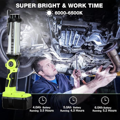 for Ryobi 18V Light Cordless Powered LED Spotlight YEX-BUR 25W 2000LM LED Work Light for Ryobi 18v ONE + Li-ion NiCd NiMh Batteries Portable Handheld Flashlight Floodlights Camping Light with Hook