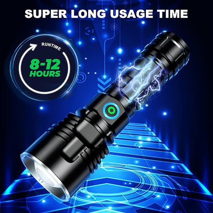 Rechargeable Flashlights 990,000 High Lumens - 2 Pack, 12 Hours Powerful LED Flash Light with 3 Modes, Super Bright & IPX5 Waterproof Torch for Camping, Home, Emergencies