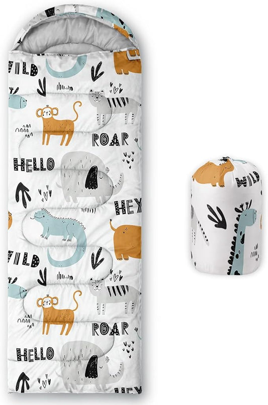 Kids Sleeping Bag for Boys Girls,Cute Puppy Print-Lightweight Warm Portable Outdoor Indoor-Waterproof Cold Weather Resistant Sleeping Bag for Camping Hiking