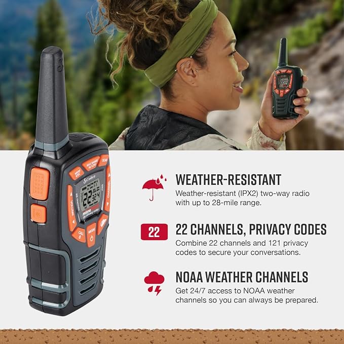 Cobra ACXT545 Walkie Talkies - Rechargeable, Long Range 28-Mile Two Way Radio Set with VOX ( 2 Pack )