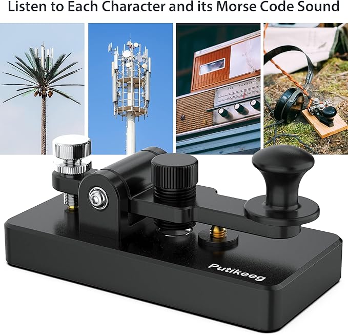 Classical Morse Mini Code Key Morse Code Paddle Key Aluminum Alloy Mini-Key Morse CW Portable Key Morse Practice Key Black
