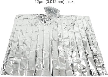 Emergency Foil Mylar Thermal Blanket, Rain Poncho with Hood Hybrid Survival Gear Reduce Uneven Heat Environment Waterproof Equipment for Outdoors First Aid Designed Metallized Covering Sheet