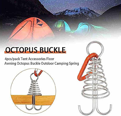 10PCS Deck Anchor Pegs, Windproof Aluminium Alloy Octopus Tent Stakes with Spring Buckle, Portable Wind Rope Anchor, Camping Tent Nail