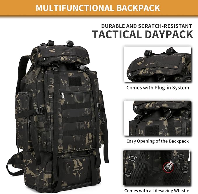 Hiking Daypack for Men Large Army Rucksack molle bag Military Tactical Backpack for Outdoor Traveling Camping