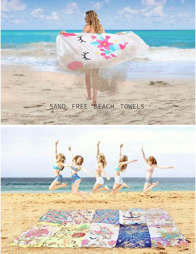 HAOKUN Unicorn Microfiber Beach Towel Large