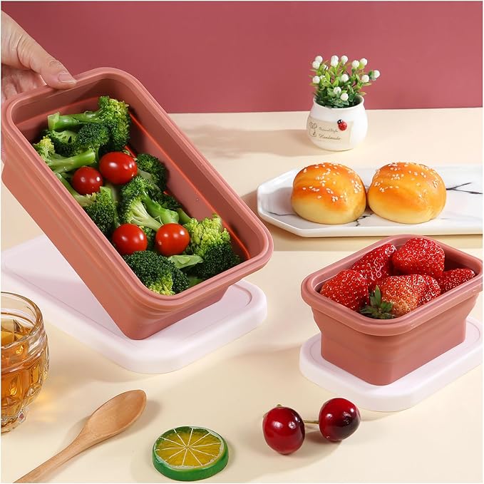 Collapsible Bowls for Camping（41oz,100% Food-grade Silicone Bowl with Lid Free BPA,Folding Mixing Bowls for Travel,RV storage,Leftovers,Swell Salad Bowl Kit