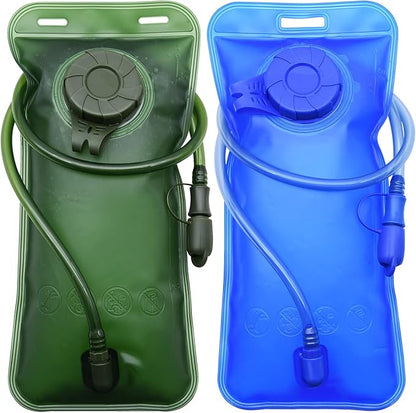 1.5/2/2.5/3L Hydration Bladder, 2pcs Water Bladder, Leakproof Water Reservoir for Hiking Biking Climbing Cycling Running Camping Backpack, Blue and Army Green