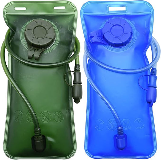 1.5/2/2.5/3L Hydration Bladder, 2pcs Water Bladder, Leakproof Water Reservoir for Hiking Biking Climbing Cycling Running Camping Backpack, Blue and Army Green