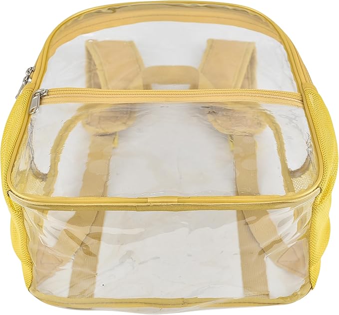 Oraben Clear Backpack for Stadium Events Clear Stadium Backpack 12x6x12 Bag (Enhanced Strap, Gold)