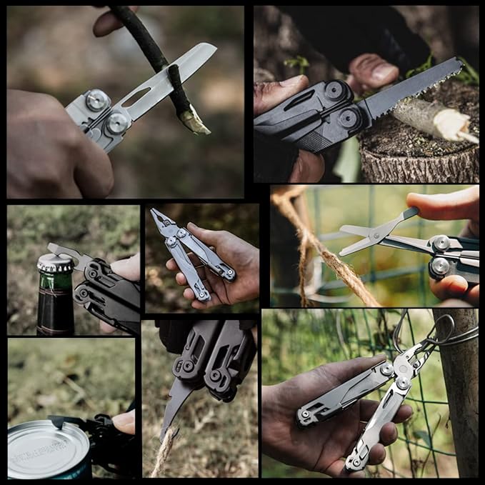 Maerd P11 Multitool, 19in1 Premium Hard Stainless Steel Multi tools Self-Locking, Outdoorsman Survival Camping EDC Multitools, Saw, First Aid Scissors, Sturdy Spring Pliers, Hexagon Wrench