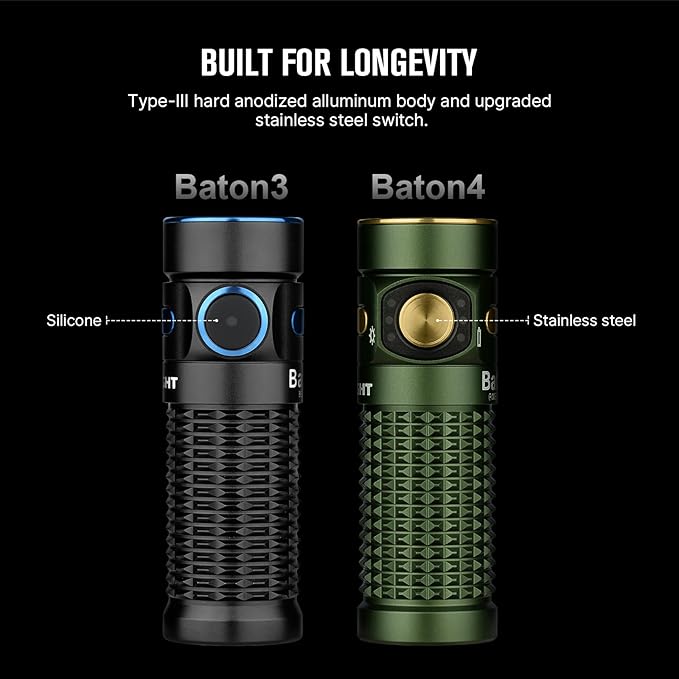 OLIGHT Baton4 Rechargeable EDC Flashlight, LED Pocket Flashlight 1300 Lumens with Magnetic Charging Cable, Small Powerful Bright Flashlight IPX8 Waterproof for Home, Camping and Emergencies (OD Green)