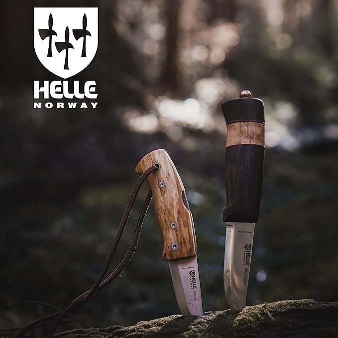 HELLE Knives - Eggen Laminated - Fixed Blade - Classic Knife - Stick Tang - Birch Wood Handle - H3LS Stainless Steel - Made in Norway
