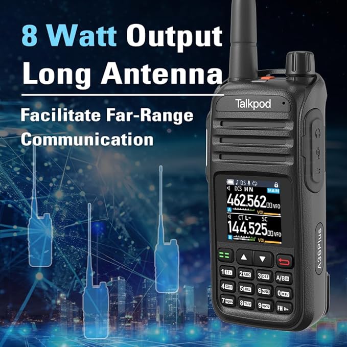 A36Plus Max Ham Radio Handheld, Airband Receiving and Scanning, Dual Band Long Range Two Way Radios with 3200mAh Rechargeable Battery, 1.44 inch Color Screen-2Pack (Black)