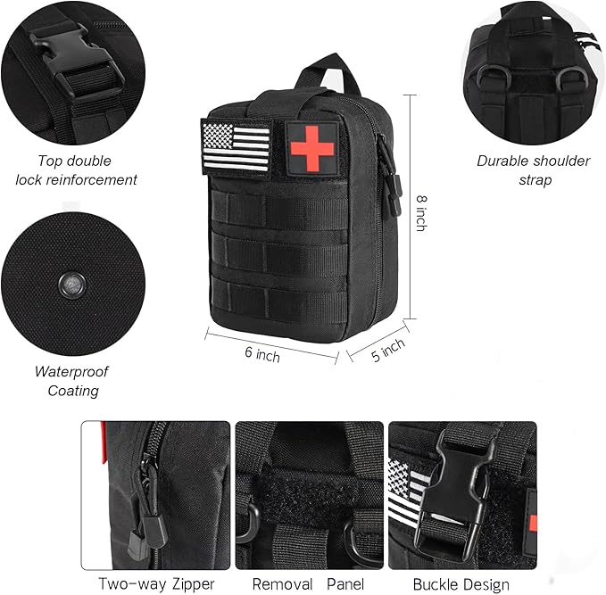 First Aid Kit - 270Pcs Camping Emergency Survival Kit and Equipment with Molle Pouch, Essential Gear Aid for Car Travel Outdoor Hiking Hunting, Gifts for Men Boy Boyfriend Teens Women Dad Husband