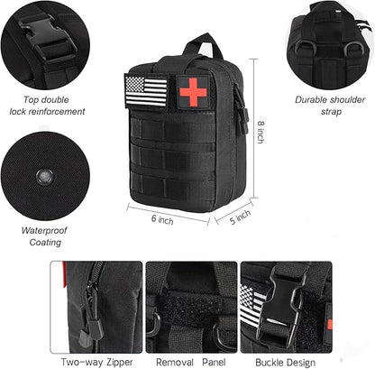 First Aid Kit - 270Pcs Camping Emergency Survival Kit and Equipment with Molle Pouch, Essential Gear Aid for Car Travel Outdoor Hiking Hunting, Gifts for Men Boy Boyfriend Teens Women Dad Husband