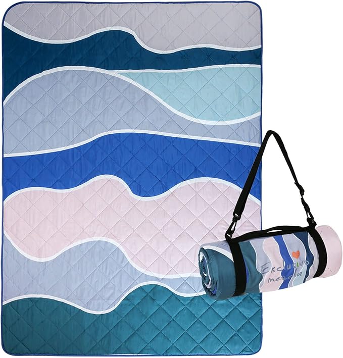Exclusivo Mezcla Waterproof Picnic Blankets 3-Layer 60x80 Inches Large Sandproof Beach Blanket Foldable Outdoor Blanket for Camping on Grass Picnic Mat