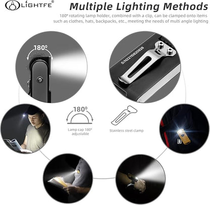 LIGHTFE MK62 Mini Keychain Flashlight USB Rechargeable Flashlight 280 Lumens Knuckle Head Long Runtime High Waterproof for Everyday Carry Camping Emergency LED Light Torch