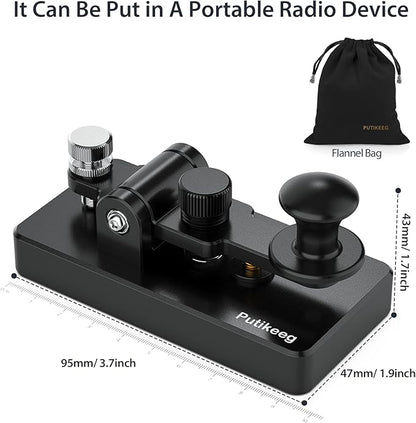 Classical Morse Mini Code Key Morse Code Paddle Key Aluminum Alloy Mini-Key Morse CW Portable Key Morse Practice Key Black