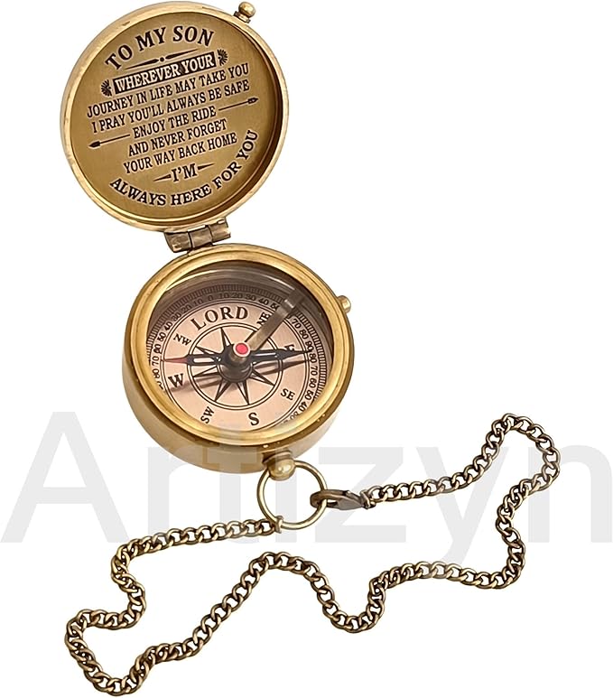 Engraved Compass to Son, Dad to Son Compass, Mom to Son Compass, I Love You Gifts from a Mom/Dad to Son, Graduation Day Gifts for Son, Confirmation Gifts for Son, Baptism Gifts, Easter Gift Ideas